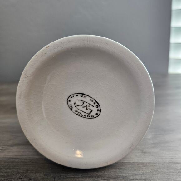 Vintage Hand Made Poland Mug Stein Hand Painted Blue White Floral Cottage Polish - Picture 8 of 12